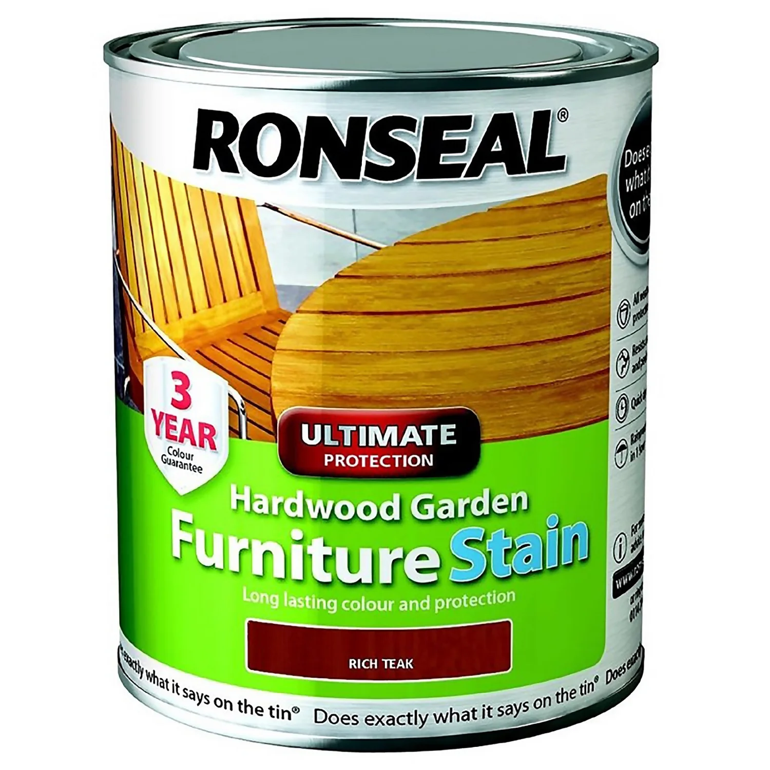 Ronseal Hardwood Garden Furniture Stain Rich Teak - 750ml 3 Ronseal Hardwood Garden Furniture Stain Rich Teak - 750ml