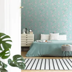 Fresco Apple Blossom Wallpaper - Blue -Paint Store 12840531 9614833226262658