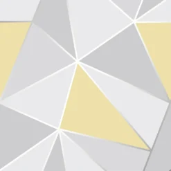 Fresco Apex Geometric Wallpaper - Yellow & Metallic Silver