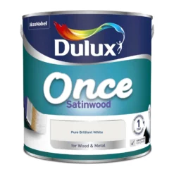Dulux Once Satinwood Paint Pure Brilliant White - 2.5L -Paint Store 12841033 4404833197058627