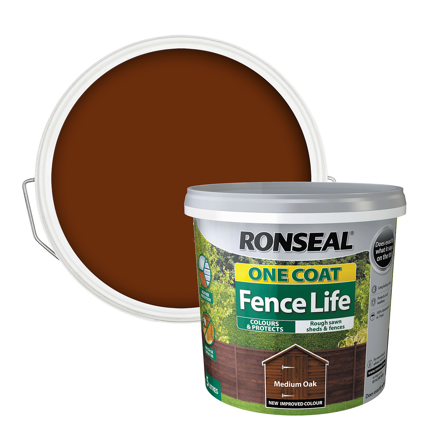 Ronseal One Coat Fence Life Paint Medium Oak - 5L 3 Ronseal One Coat Fence Life Paint Medium Oak - 5L