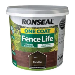 Ronseal One Coat Fence Life Paint Dark Oak - 5L -Paint Store 12841320 1204942087272336