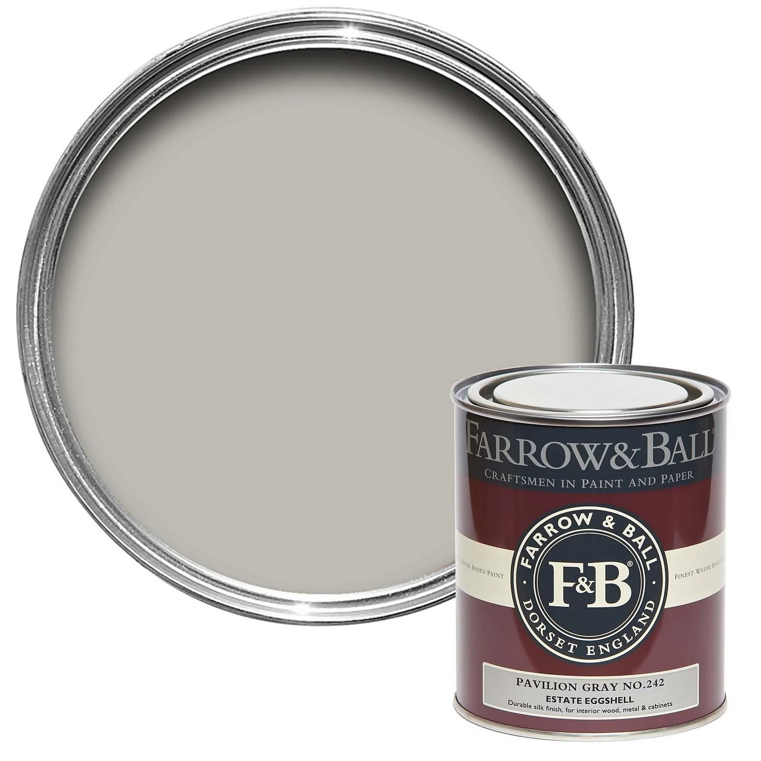 Farrow & Ball Estate Eggshell Paint Pavilion Gray - 750ml 3 Farrow & Ball Estate Eggshell Paint Pavilion Gray - 750ml
