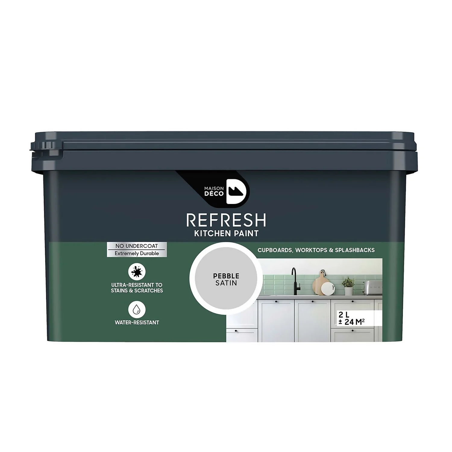 Maison Deco Refresh Kitchen Cupboards, Worktops & Splashbacks Paint Pebble - 2L 3 Maison Deco Refresh Kitchen Cupboards, Worktops & Splashbacks Paint Pebble - 2L