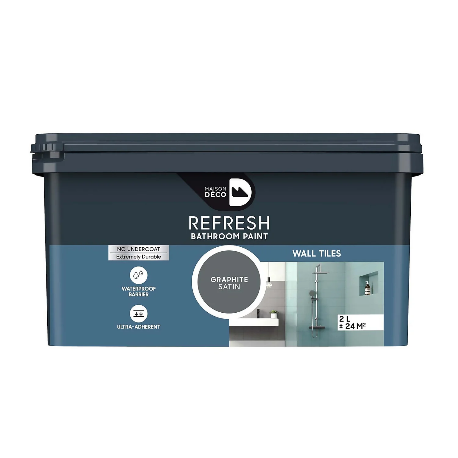 Maison Deco Refresh Bathroom Wall Tile Paint Graphite - 2L 3 Maison Deco Refresh Bathroom Wall Tile Paint Graphite - 2L