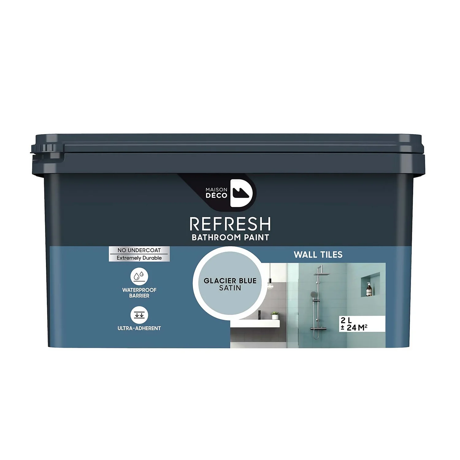 Maison Deco Refresh Bathroom Wall Tile Paint Glacier Blue - 2L 3 Maison Deco Refresh Bathroom Wall Tile Paint Glacier Blue - 2L