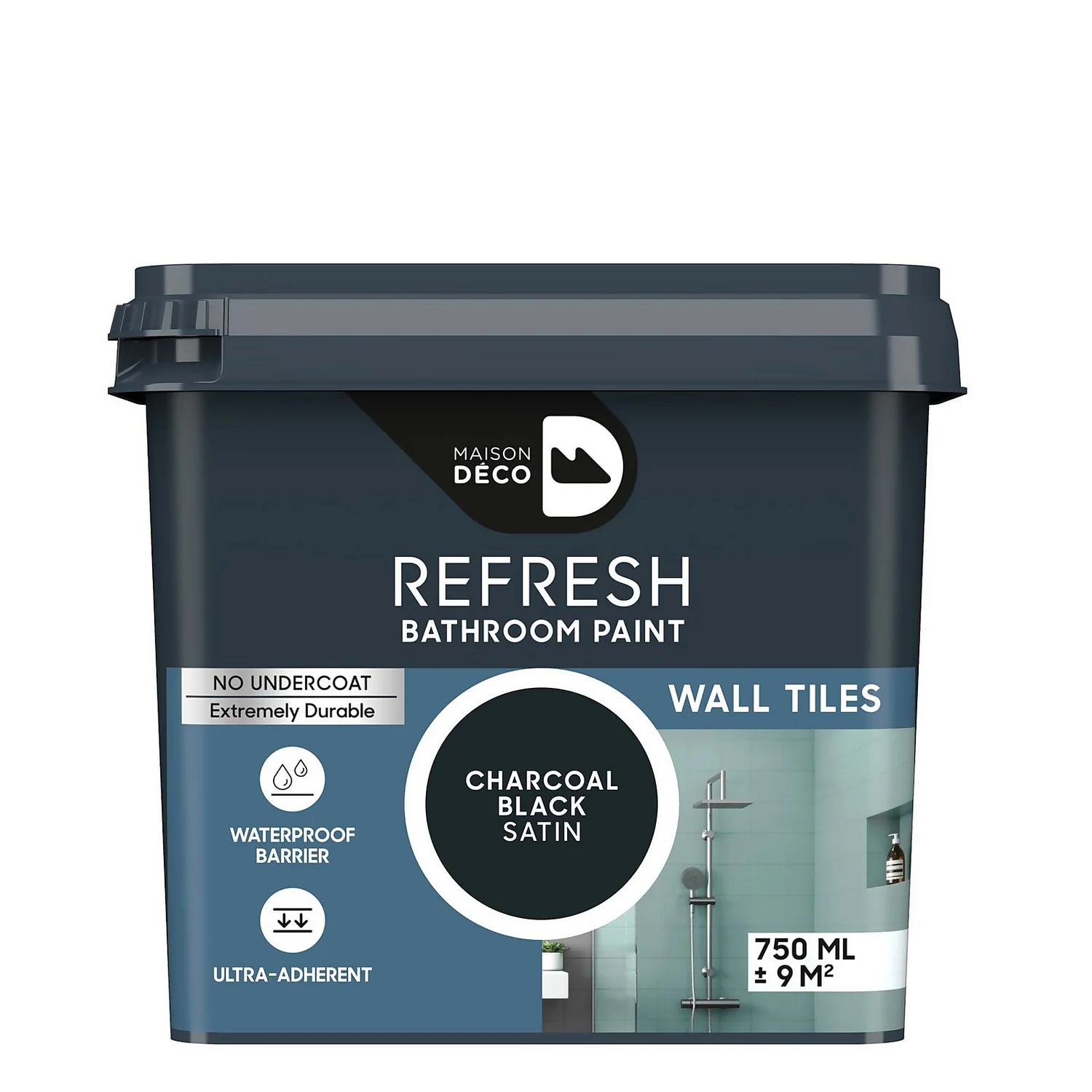 Maison Deco Refresh Bathroom Wall Tile Paint Charcoal Black - 750ml 3 Maison Deco Refresh Bathroom Wall Tile Paint Charcoal Black - 750ml