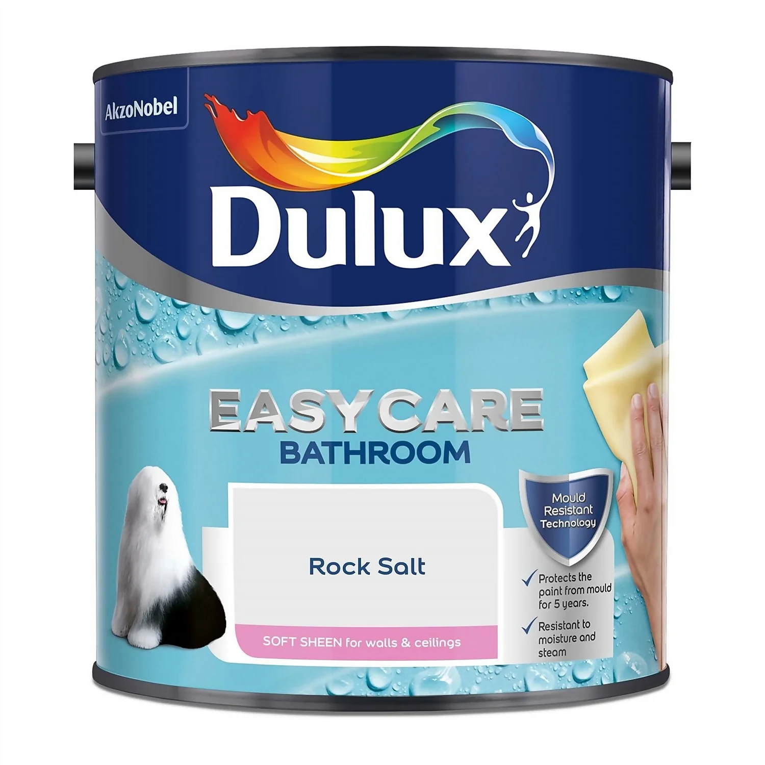 Dulux Easycare Bathroom Rock Salt Soft Sheen Paint - 2.5L 6 Dulux Easycare Bathroom Rock Salt Soft Sheen Paint - 2.5L - Image 4