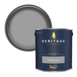 Dulux Heritage Matt Emulsion Paint Pewter Plate - 2.5L