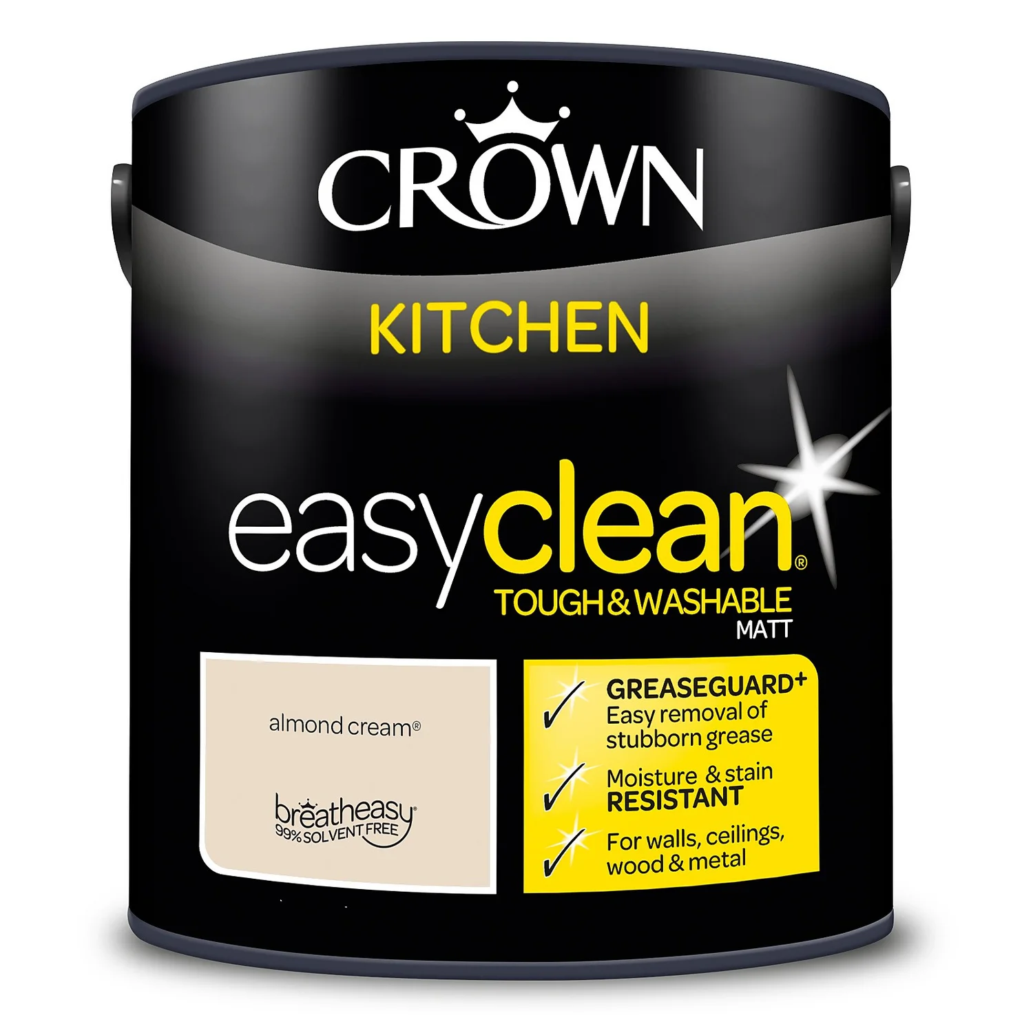 Crown Easyclean®Greaseguard+ Kitchen Matt Washable Multi Surface Paint Almond Cream® - 2.5L 9 Crown Easyclean®Greaseguard+ Kitchen Matt Washable Multi Surface Paint Almond Cream® - 2.5L - Image 7