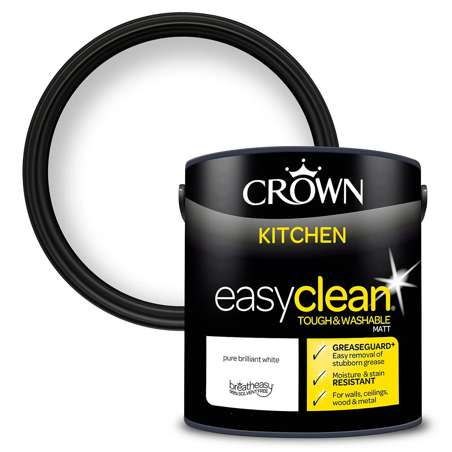 Crown Easyclean Kitchen Paint Brilliant White 2.5L 3 Crown Easyclean Kitchen Paint Brilliant White 2.5L