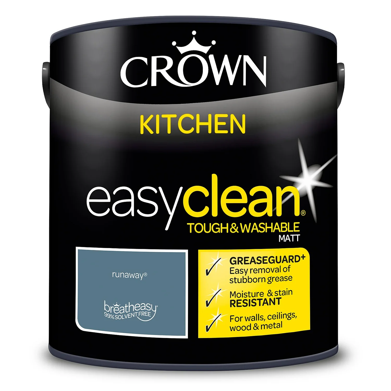 Crown Easyclean®Greaseguard+ Kitchen Matt Washable Multi Surface Paint Runaway® - 2.5L 9 Crown Easyclean®Greaseguard+ Kitchen Matt Washable Multi Surface Paint Runaway® - 2.5L - Image 7