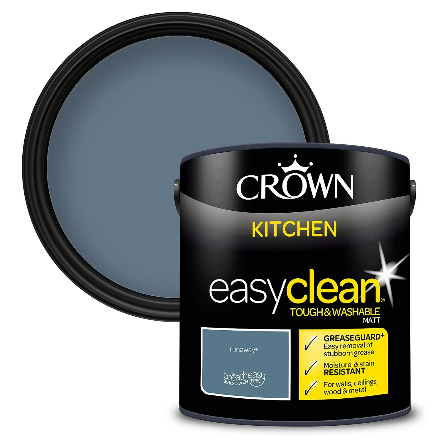 Crown Easyclean®Greaseguard+ Kitchen Matt Washable Multi Surface Paint Runaway® - 2.5L 3 Crown Easyclean®Greaseguard+ Kitchen Matt Washable Multi Surface Paint Runaway® - 2.5L