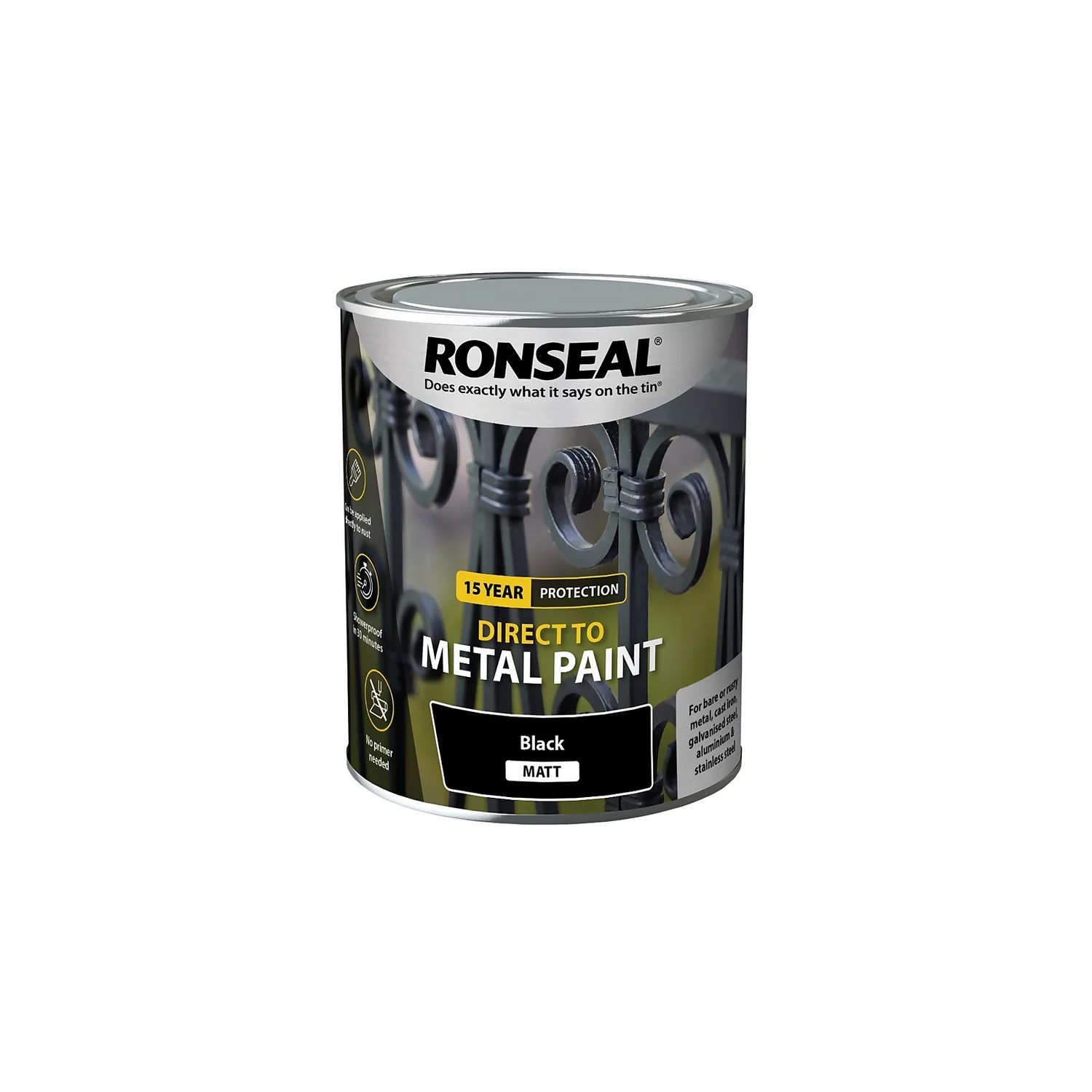 Ronseal Direct Metal Paint Black Matt 750ml 3 Ronseal Direct Metal Paint Black Matt 750ml