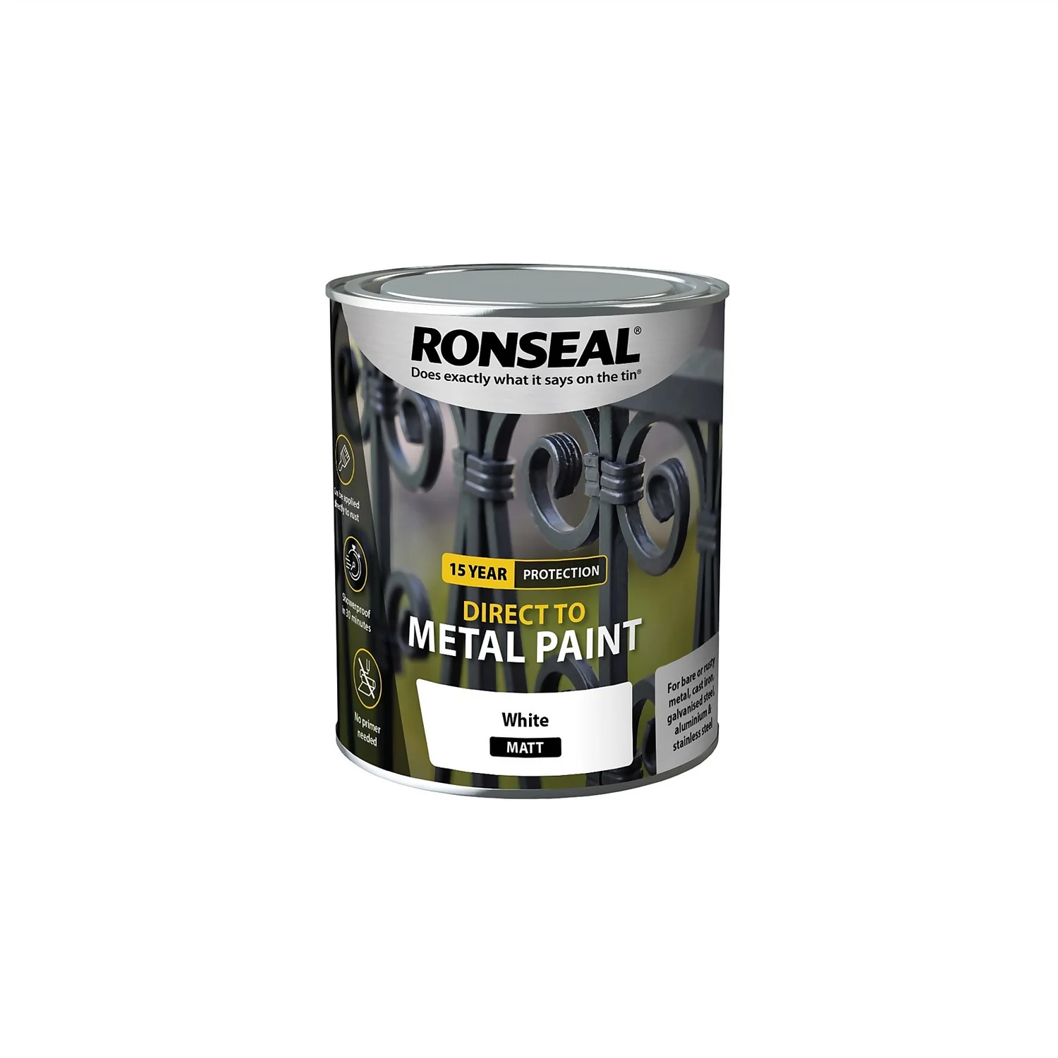 Ronseal Direct Metal Paint White Matt 750ml 3 Ronseal Direct Metal Paint White Matt 750ml