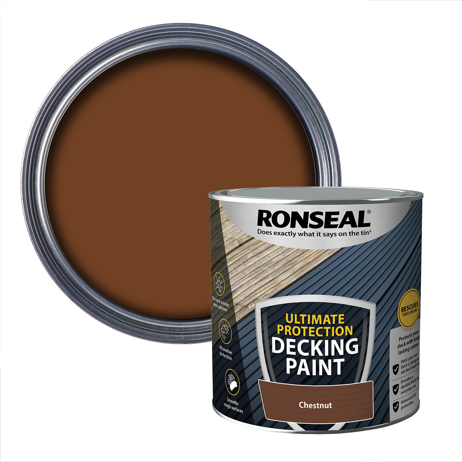 Ronseal Ultimate Protection Decking Paint Chestnut - 2.5L 3 Ronseal Ultimate Protection Decking Paint Chestnut - 2.5L