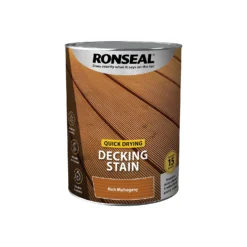 Ronseal Quick Drying Decking Stain Rich Mahogany - 5L -Paint Store 12893346 7644949798849643