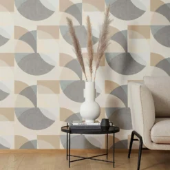 Elle Decoration Geometric Grey Cream Wallpaper -Paint Store 13027930 9044973365084287