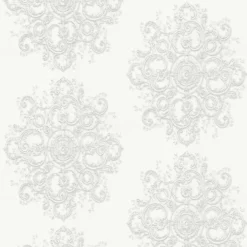 Elle Decoration Damask White Wallpaper