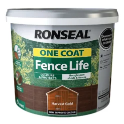 Ronseal One Coat Fence Life Paint Tudor Harvest Gold - 9L -Paint Store 13032829 1164942087420341
