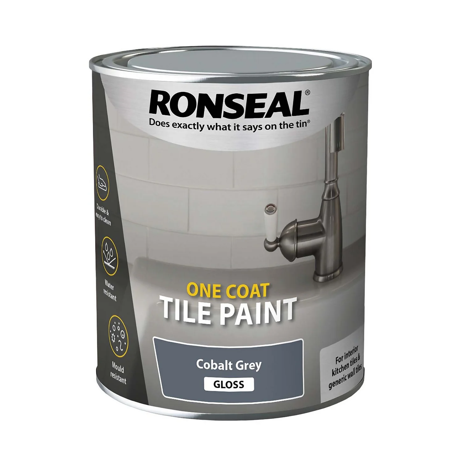 Ronseal One Coat Tile Paint Cobalt Grey Gloss - 750ml 3 Ronseal One Coat Tile Paint Cobalt Grey Gloss - 750ml