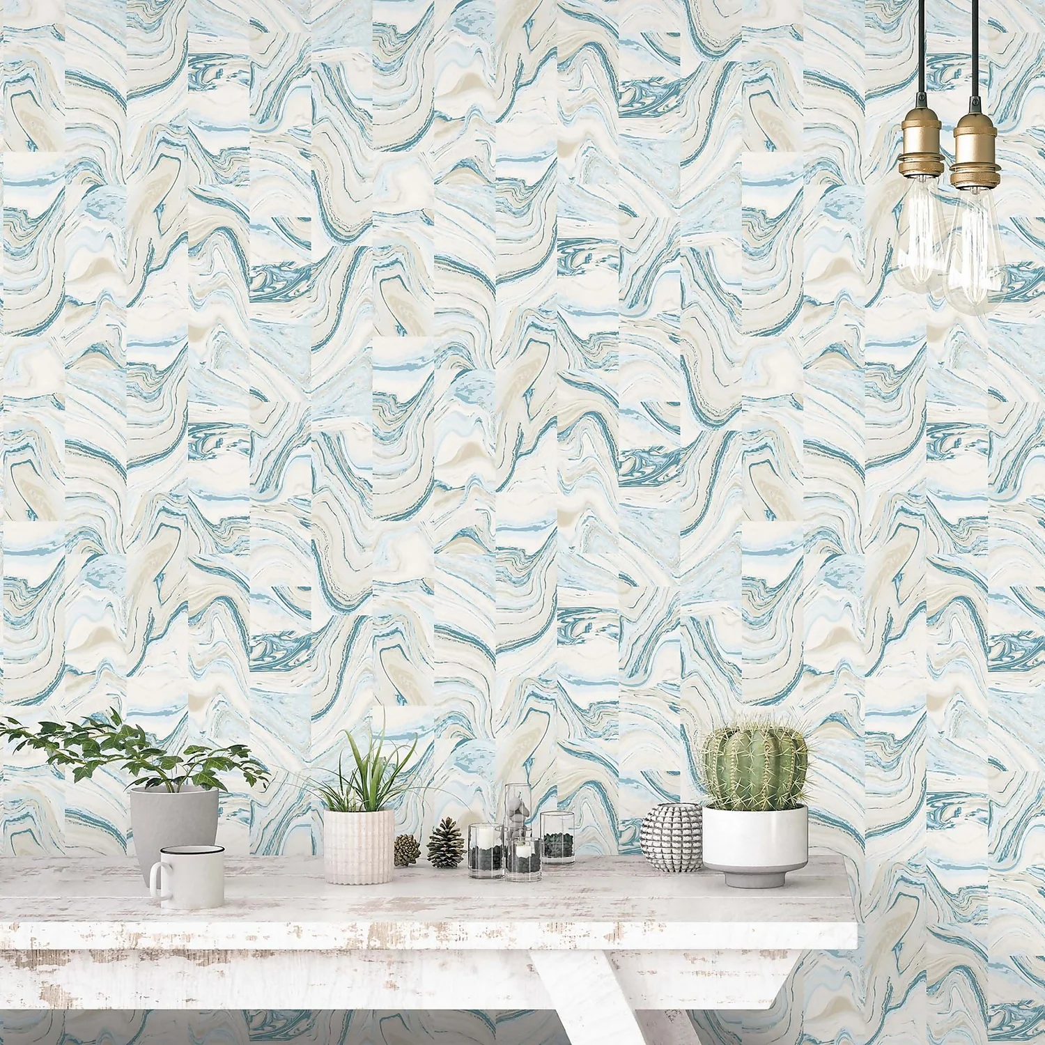 Organic Textures Agate Tile Turquoise Wallpaper 4 Organic Textures Agate Tile Turquoise Wallpaper - Image 2