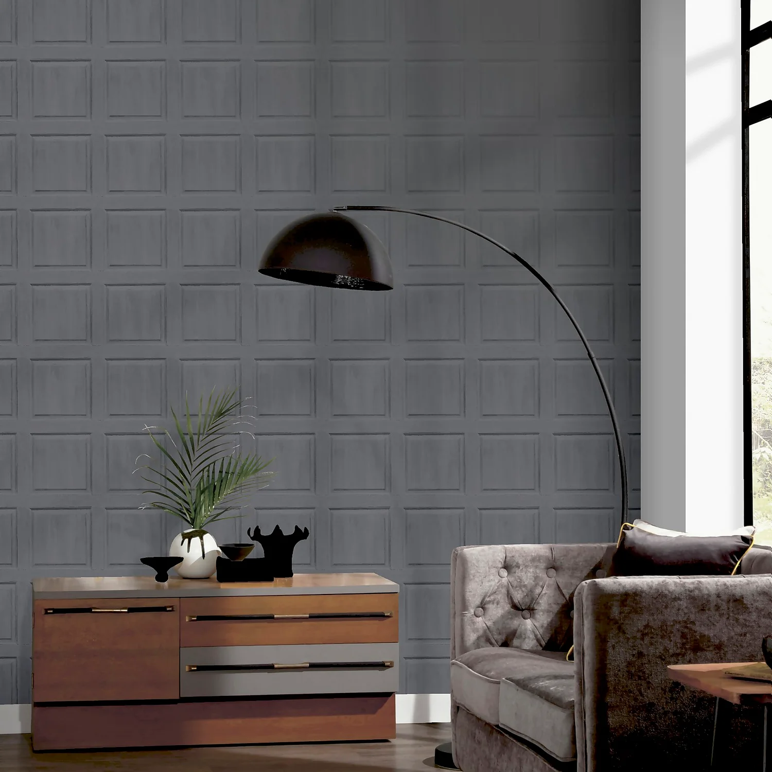 Artistick Washed Panel Charcoal Wallpaper 4 Artistick Washed Panel Charcoal Wallpaper - Image 2