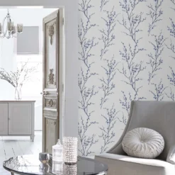 Laura Ashley Pussy Willow Off White/Midnight Wallpaper -Paint Store 13135806 8714871509171128