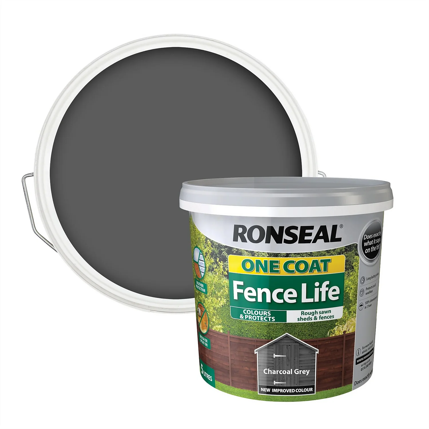Ronseal One Coat Fence Life Charcoal Grey 5L 3 Ronseal One Coat Fence Life Charcoal Grey 5L