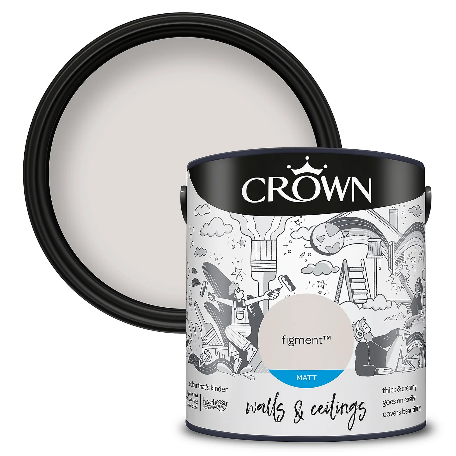 Crown Matt Emulsion Paint Figment - 2.5L 3 Crown Matt Emulsion Paint Figment - 2.5L