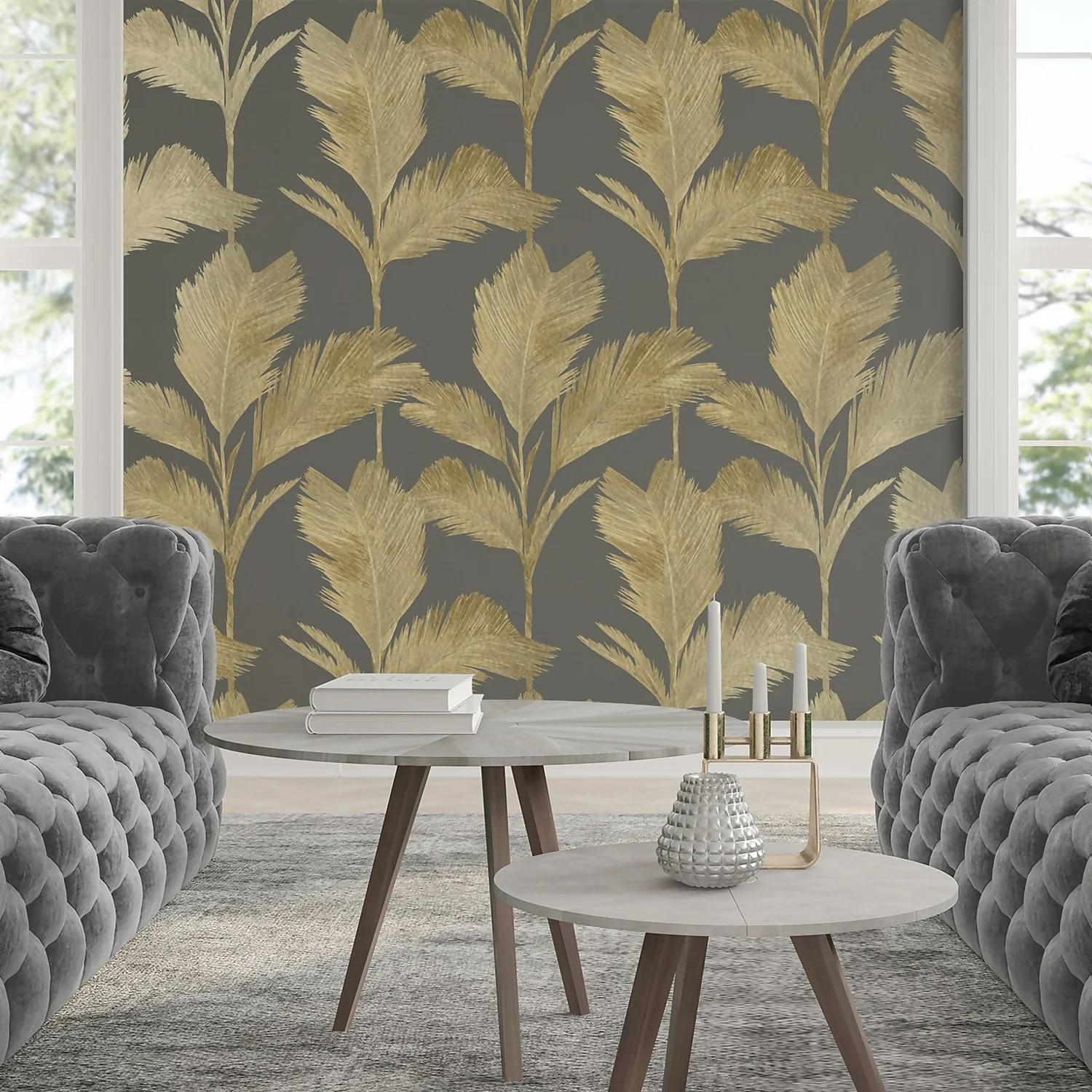 Belgravia Décor Alessia Leaf Textured Charcoal Wallpaper A4 Size Sample 4 Belgravia Décor Alessia Leaf Textured Charcoal Wallpaper A4 Size Sample - Image 2