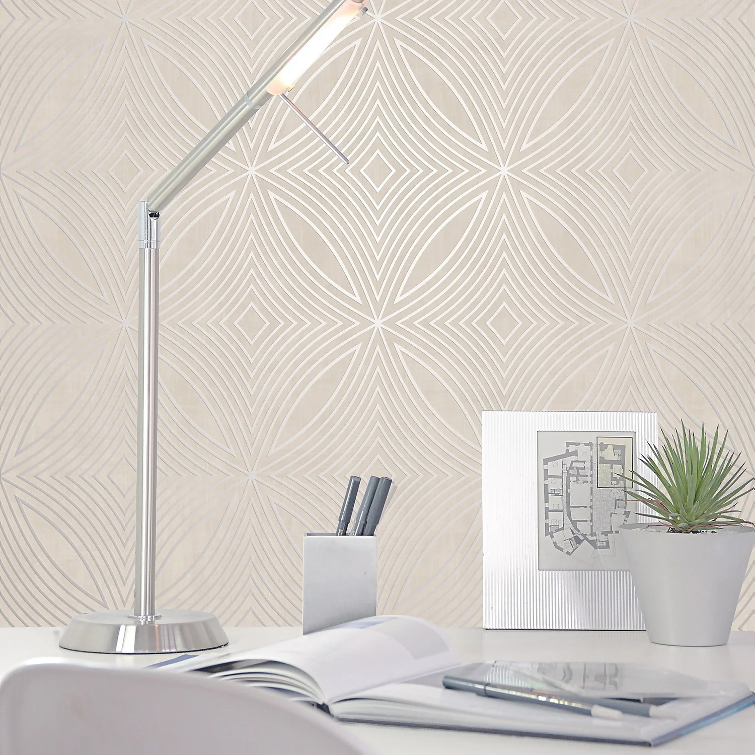 Galerie Spiral Taupe A4 Wallpaper Sample 4 Galerie Spiral Taupe A4 Wallpaper Sample - Image 2