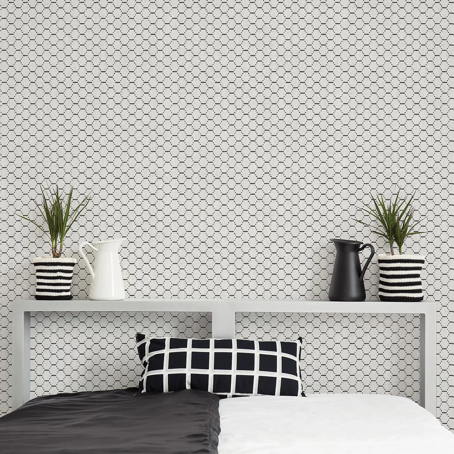 Galerie Honeycomb Grey Large Wallpaper Sample 4 Galerie Honeycomb Grey Large Wallpaper Sample - Image 2