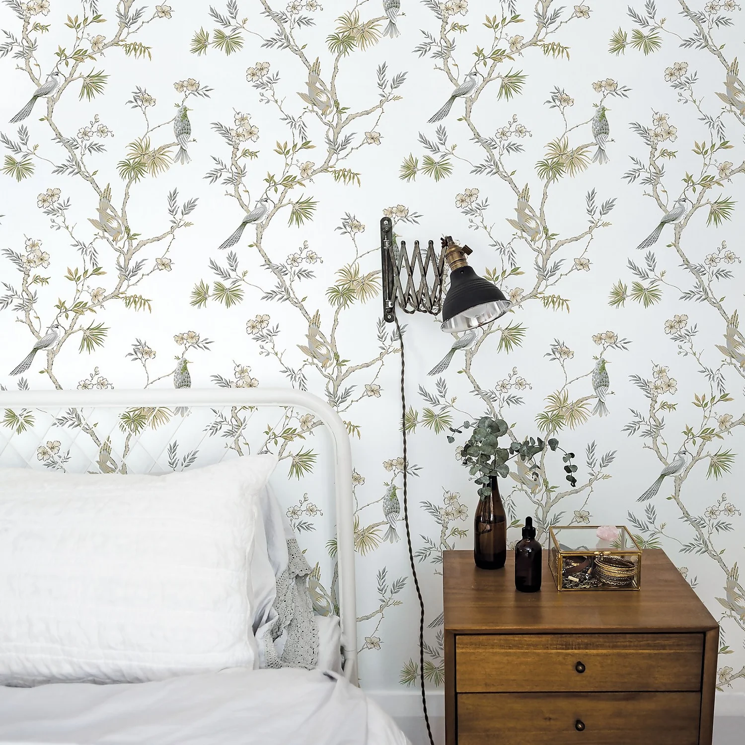 Galerie Chinoiserie Bird Grey Large Wallpaper Sample 4 Galerie Chinoiserie Bird Grey Large Wallpaper Sample - Image 2