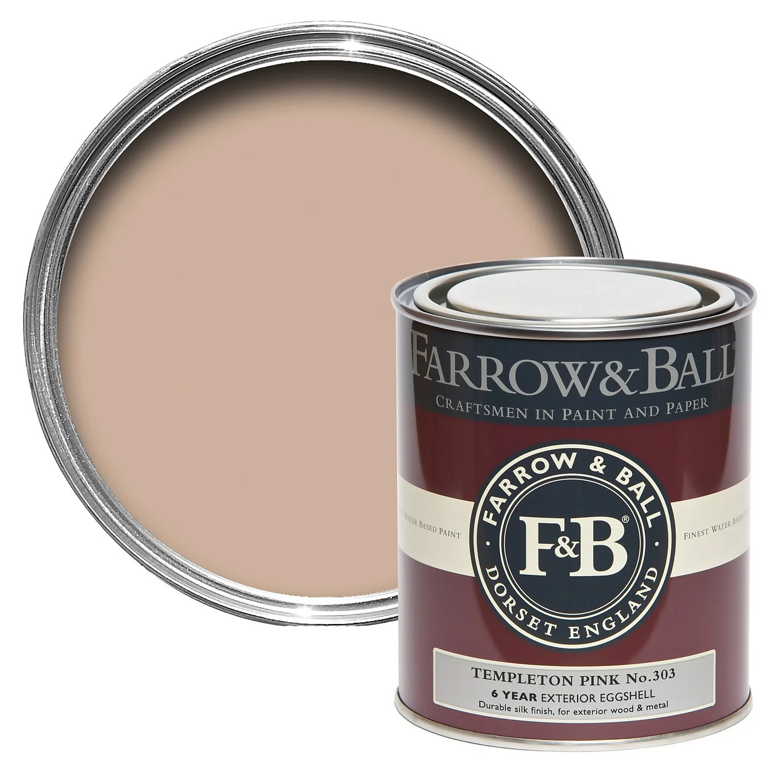 Farrow & Ball Exterior Eggshell Paint No.303 Templeton Pink - 750ml 3 Farrow & Ball Exterior Eggshell Paint No.303 Templeton Pink - 750ml