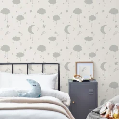 Next Moon & Stars Grey Wallpaper -Paint Store 13956083 1934998026142828