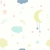 Next Moon & Stars Pastel Wallpaper