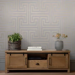 Next Metallic Greek Key Grey Wallpaper -Paint Store 13960889 1194998026628456