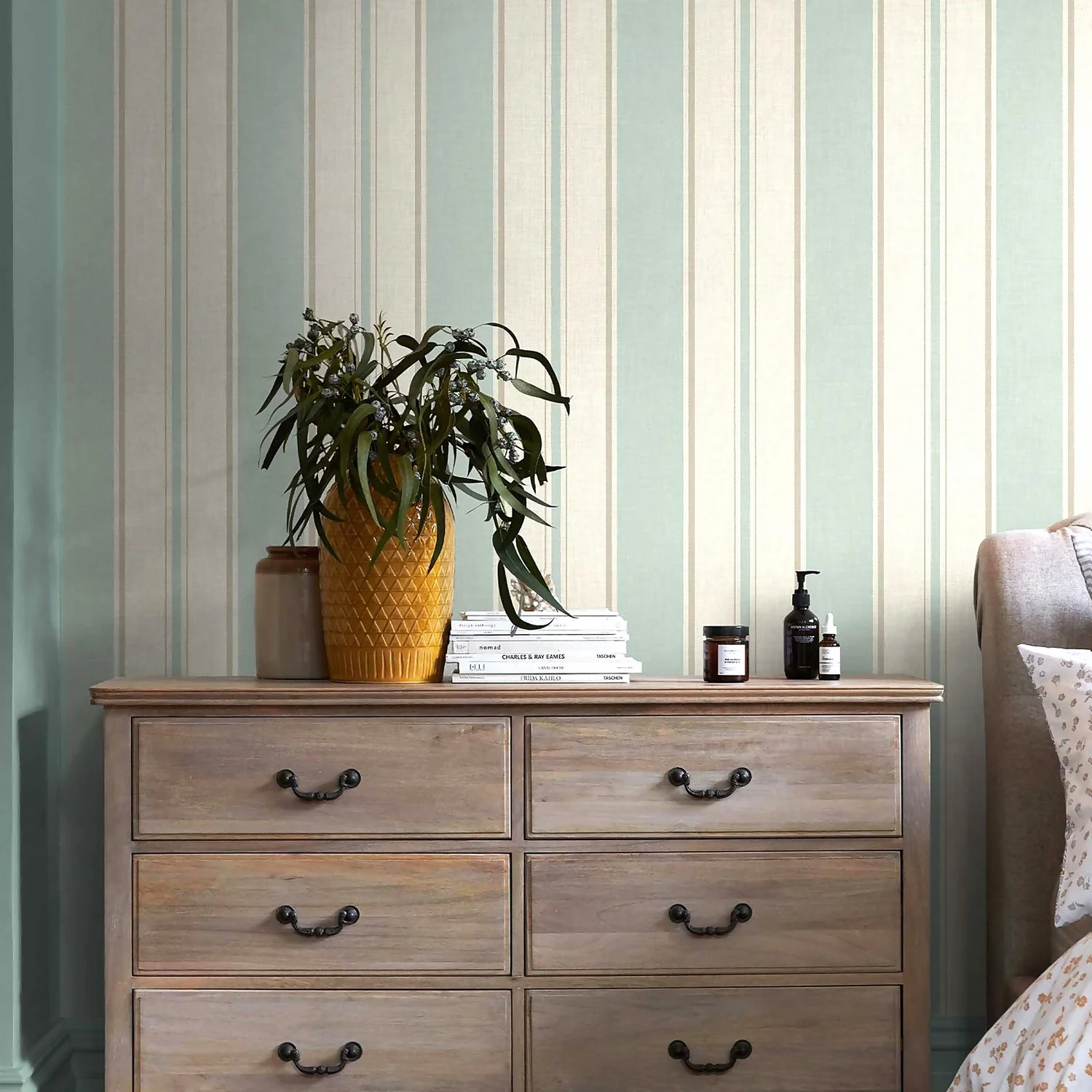 Next Country Stripe Duck Egg Wallpaper 4 Next Country Stripe Duck Egg Wallpaper - Image 2