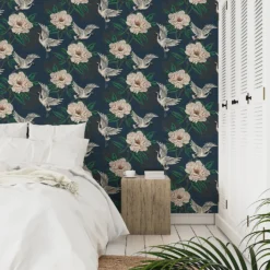 Grandeco Flying Cranes Navy Metallic Wallpaper 10 Grandeco Flying Cranes Navy Metallic Wallpaper -Paint Store 13980232 1554998777288927