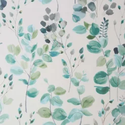 Fresco Watercolour Green Leaves White Grey Wallpaper