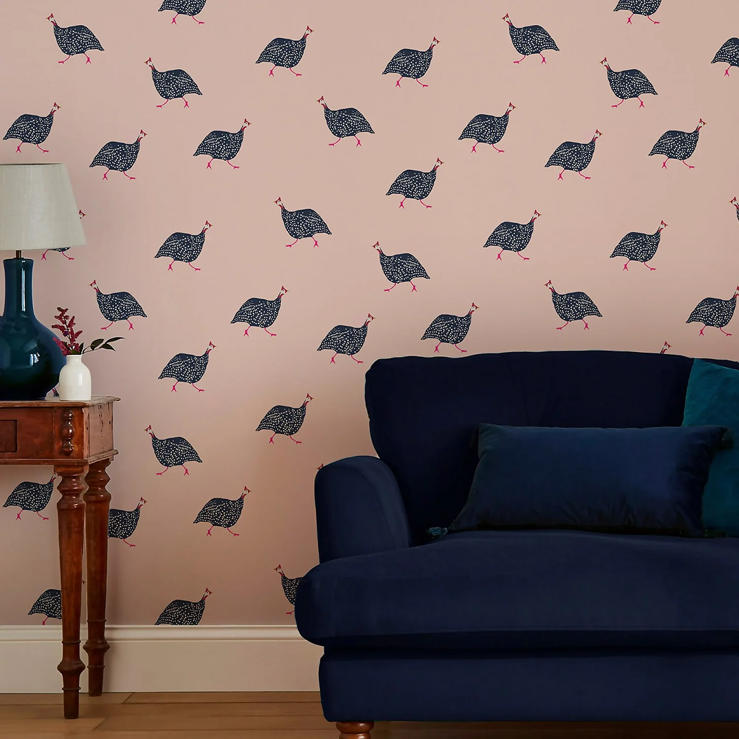 Joules Guinea Fowl Blush Pink Wallpaper 4 Joules Guinea Fowl Blush Pink Wallpaper - Image 2
