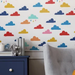Joules Kids Whatever The Weather White And Rainbow Wallpaper -Paint Store 13991846 1605003726050026