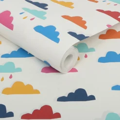 Joules Kids Whatever The Weather White And Rainbow Wallpaper -Paint Store 13991846 9995003725952454