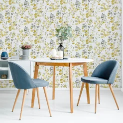 Fresco Watercolour Leaves Ochre Wallpaper -Paint Store 13991874 4335003724988761