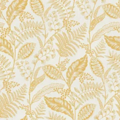 Fresco Artisan Leaf Ochre Wallpaper
