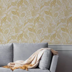 Fresco Artisan Leaf Ochre Wallpaper -Paint Store 13991877 1205003724122505