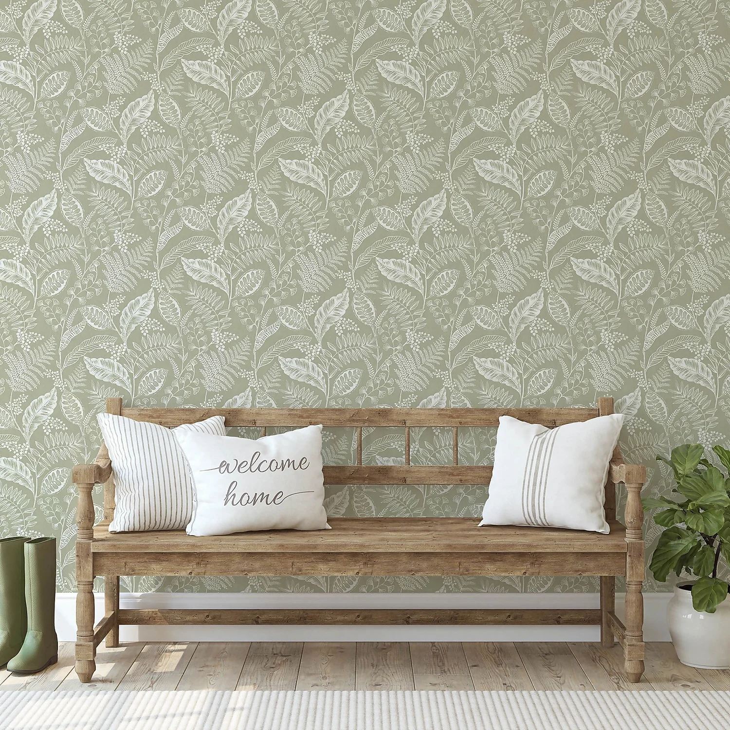 Fresco Artisan Leaf Sage Wallpaper 5 Fresco Artisan Leaf Sage Wallpaper - Image 3