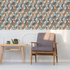 Superfresco Easy Woven Abstract Blue And Orange Wallpaper -Paint Store 13991902 8635003726945799