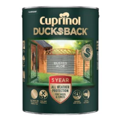 Cuprinol Ducksback Shed & Fence Paint Dusted Aloe - 5L -Paint Store 14231557 4935036366659617